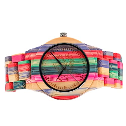 VILLCASE 1 pc Bambu Wood Wrist Watch relógio de pulso fresco diário casual relógio de quartzo
