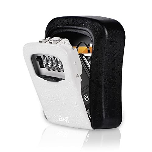 Key Lock Box, BNT Wall Mounted Key Storage Box, Combination Lock Box, Portable Lock Box for House Key, Key Safe Security Lock Box for Outside Realtors