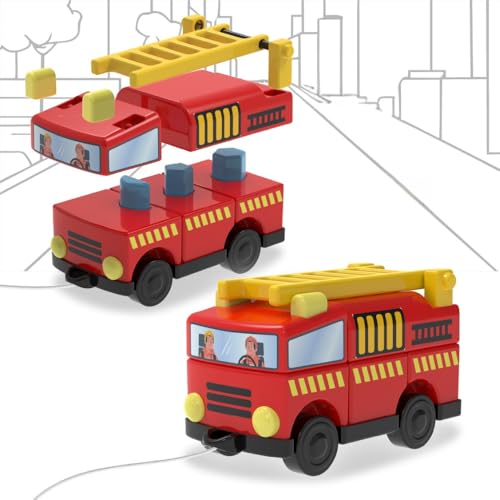 Image of Li'l Wizards Build Your Own Fire Truck Toy|Build Stack Play|Construction & Stacking Blocks for Kids|Shape Identification STEM Learning & Developmental Toy|Pull Along Vehicle|Gift for 2-5 Years Kids