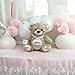 KIDDI-MEDIA Teddy Bär mit Name & Geburtsdatum Bestickt/Geschenk zur Taufe Geburt/personalisiert 30 cm (Halstuch: Rosa (MÄDCHEN)