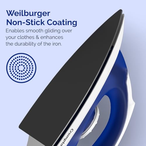 Image of Crompton Glideo 1000 W Dry Iron with Non-Stick Soleplate, Unique Translucent Body, 360 Swivel Cord, 6 Fabric Settings, 2 Year Warranty, Iron Press
