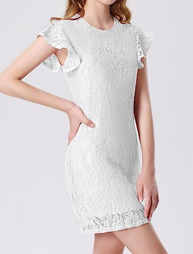 Mebius Girls Floral Lace Bodycon Dress Ruffle Sleeve Pencil Formal Dresses Special Occasion Party Birthday 6-12Y2