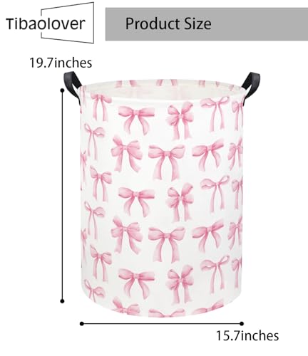 Image of Baby Laundry Basket Kids Hamper Toy Storage Bin for Boys Room Decor Baby Nursery Hamper Gift Baskets for Bedroom Bathroom(Bowknot)