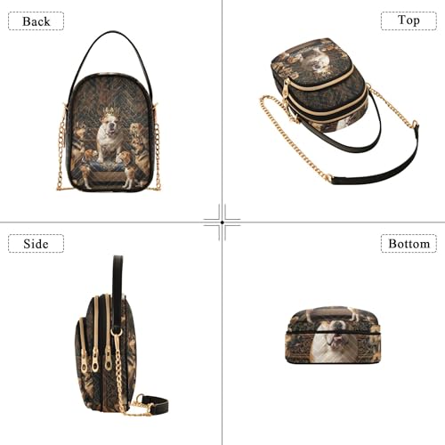 Shoulder Purse Handbag King Dogs Quilted Cell Phone Wallet Chain Purse Cute Zipper Crossbody Bowler Bag, 5.9" × 8.3" × 3.1"4