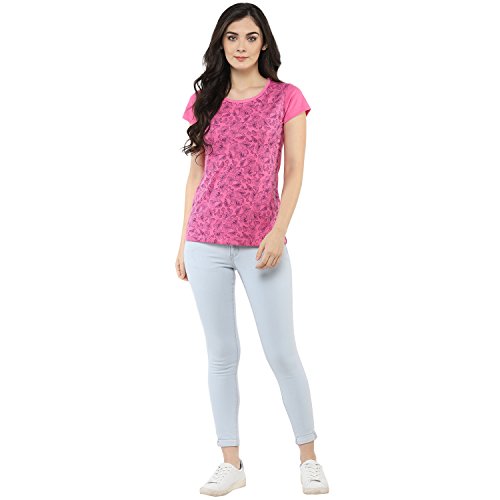 Image of Modeve Women Printed Cotton Blend Half Sleeve Round Neck T-Shirt for Summer