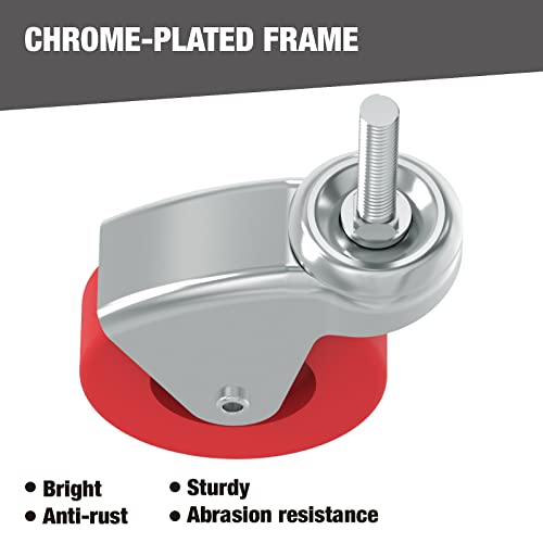 big red 25 inch stem caster wheels set of 6heavy duty 360 degree swivel stem casters for creeper service utility cart stool post mountatr6551-6pb