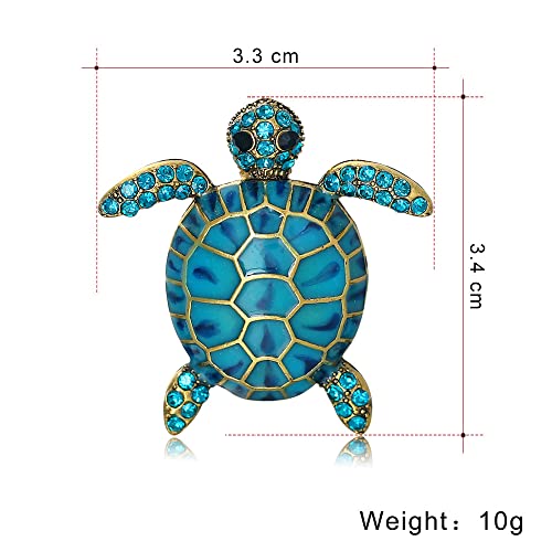 Image of Turtle Animal Brooch Pin Exaggerated Long Life Tortoise Lapel Pin Retro Crystal Sea Animal Safty Pin Women Men Clothes Decor Birthday Gift for Mom Grandma