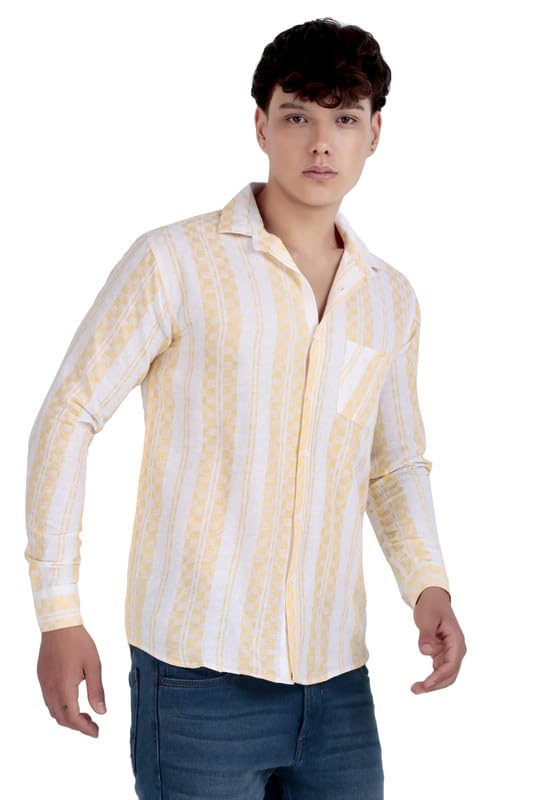 Image of Men's Khadie Cotton Long Sleeves Striped Casual Shirt