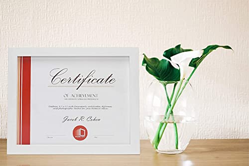Frametory, 8.5 X 11 Picture Frame With Back Hangers For Wall Display, Easel Stand For Tabletop, For Certificates, Documents, Awards, Acknowledgements, Wide Molding (White, 10-Pack) #TOP6