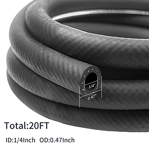 Image of 1 /4 Inch ID NBR Rubber Hose, 20 Feet Fuel Hose Line Transfer Hose for Small Engine Black