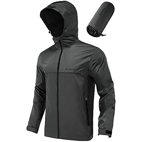 Rodeel Men's Waterproof Rain Lightweight Reusable Hiking Hooded Coat Jacket for Outdoor Activities Cover