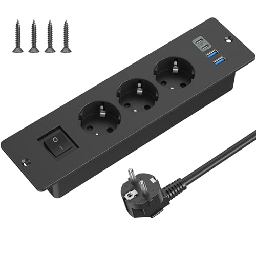 Presa da incasso per tavolo con USB C, 3 prese, ciabatta con...