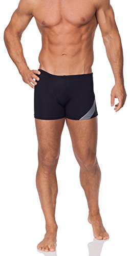 Hisert Shop Shorts Boxer Trajes de Baño Hombre Modelo B4B (Negro/Gris/Blanco, S)