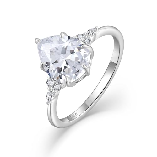 Bague de promesse argent sterling 925 coupe poire aux finitions joaillerie