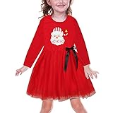 Christmas Girls Dress Toddler Santa Dresses Long Sleeve Red Tutu Dress Christmas HOHOHO 5-6 Years