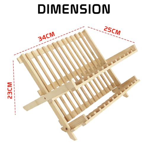 Image of HOKIPO Folding 2-Tier Bamboo Plate Stand, (NEW-AR-4)