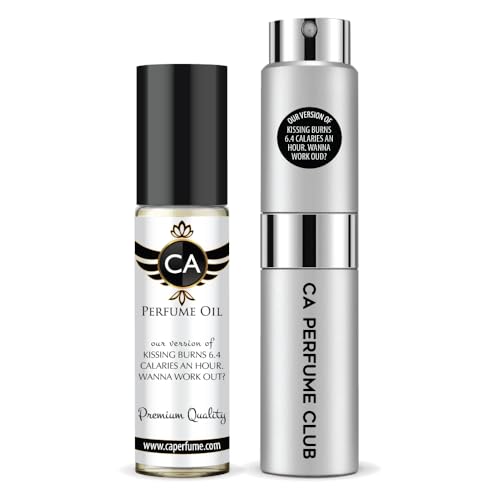 CA Perfume Impression of Kissing Burns 6.4 Calories An Hour Unisex Eau De Parfum Amber Vanilla Scent Long Lasting Unisex Fragrance Travel Size TSA Ready for Day and Night Wear 0.33 Fl Oz 10ml