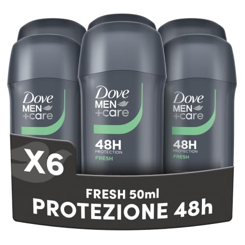 Dove, Deodorante Dove Men + Care Clean Comfort Stick, Deodorante Uomo, Antitraspirante, con 1/4 Crema Idratante Dove, Protezione Fino a 48 Ore, Dermatologicamente Testato, 6 Pezzi da 50 ml