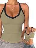 debardeur kaki femme pas cher Occasion : un haut dos nu en coton est parfait pour les sorties, les fêtes dans le jardin, les soirées, le yoga, le pilates, les entraînements, le fitness, les vacances, le quotidien, la danse, les voyages à la plage et les vacances. C'est un incontournable parfait pour l'été