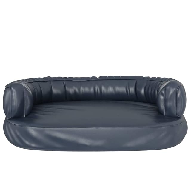 Foto 5 de 6 de vidaXL Cama para Perros de Espuma Cuero sintético Azul Oscuro 75x53 cm