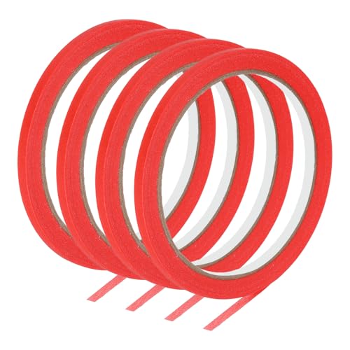 Image of PATIKIL Masking Tape 0.2 Inch Wide, 4 Roll 22 Yard Painters Tape Bulk No Residue Craft Tape for Wall Painting Labeling Car Painting Home DIY Flower Crafts Decoration, Red