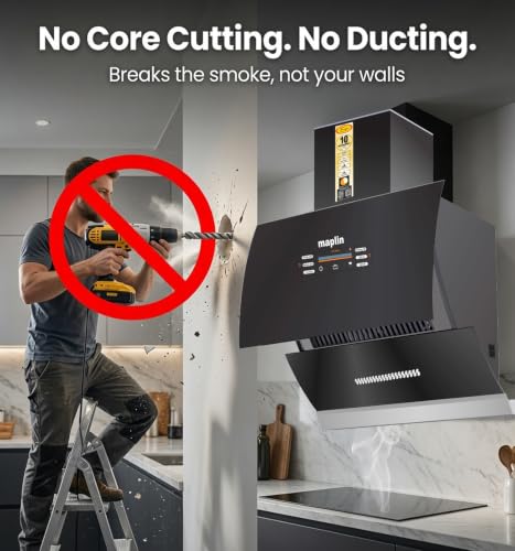 Image of (Model: VC90 DL) 1800 m /hr Glass Kitchen Chimney (Filterless Technology, Voice Control, Touch Control, Motion Control, Auto Clean, Ductless With 10 Years Warranty
