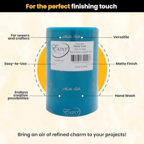 Image of Expo International Decorative Matte Tulle, Roll /Spool of 6 inch X 100 Yards, Lightweight Polyester Tulle Fabric for Tutus, Costumes, and Party Decorations, Washable, Easy-to-Use, Ultra Marine