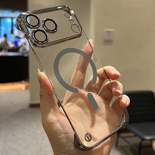 New in Phone Case for iPhone 17 Series, 2026 New Transparent Frameless Ultra Thin Magnetic Case with Strong Magnet, for iPhone 17/16/15/14/13/12/11 Plus Pro Max Air (Gray,for 14 Pro)