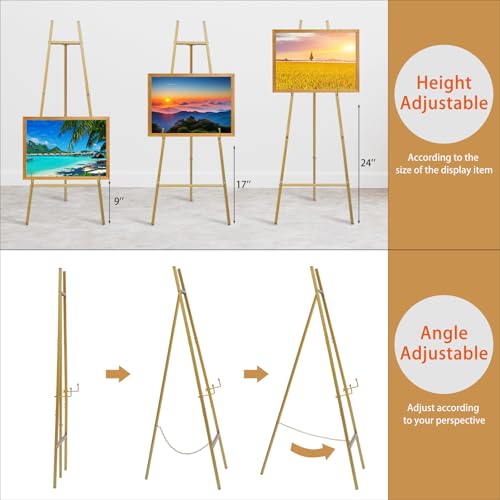 Heavy Duty Large Easel Stand for Mirror Display Wedding Sign(Gold 47'') by HAOVON - Used condition - Image 2