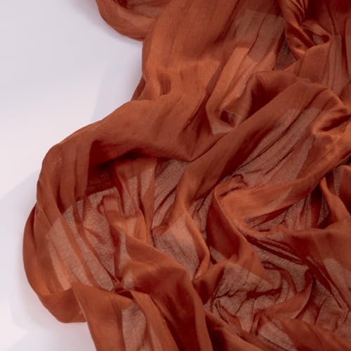 DeZerlor Terracotta Cheesecloth Table Runner Burnt Orange Spring Easter Table Runner 120 Inches Rust Cheese Cloth Table Decor for Wedding Bridal Baby Shower Parties - Thumbnail 3