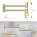 Brushed Gold Pot Filler Faucet, ARCORA Modern Pot Filler Wall Mount Folding Faucet 2 Handle with Double Joint Swing Arms Brass Stove Fixture