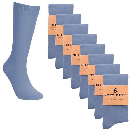 Fun Blue Colorful Novelty Socks for Men for Dress Casual Formal Groomsmen Wedding, 8 Pack