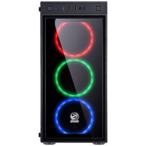 GABINETE MID-TOWER JUPITER PRETO COM 3 FANS LED RGB FRONTAL E LATERAL EM VIDRO TEMPERADO - JUPPT7C3F