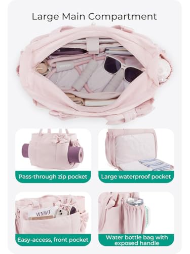 Crush Bow Tote Bag for Women,Lightweight Puffy Quilted Bow Handbag Shoulder Bag with Compartments for Daily,Work,Travel,Beach3