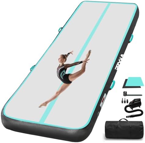 PPXIA Gymnastikmatte Air Matte Track 3M/4M/5M/6M, Turnmatte Tumbling Matten 10/20CM Höhe mit Komplettes Zubehör, Aufblasbar Gymnastik Matten für zuhause Outdoor Yoga