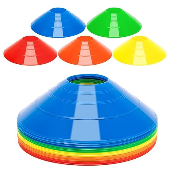 VITAL SPORTS CLUB Football Cones Set for Training – Plastic Marker Cones for Football, Agility Training Cones, Sports Marker Cones, Football Practice Cones for Kids & Adults (20)