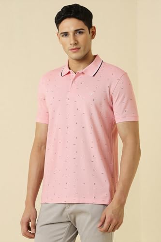 Image of Allen Solly Men's Polo T-Shirt | Polycotton Blend | Color-Block Print | Regular Fit | Smart Casual Wear