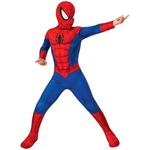 Disfraz Spiderman para niño con cubrebotas adjuntas y máscara de tela Cover