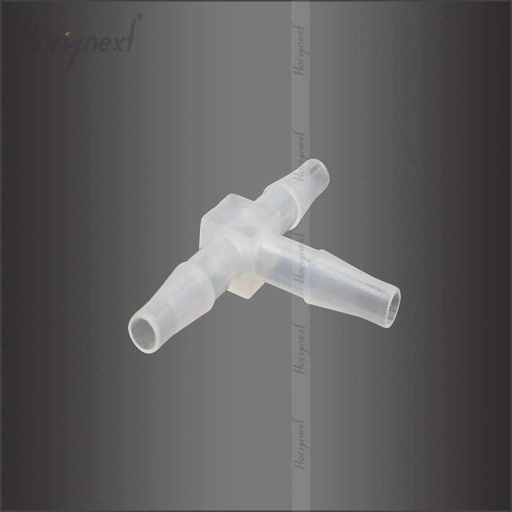T shape plastic (pp polypropylene) 3 way barb fitting 1/4" quick connect to air hose, oxygen tubing, water pipe (Pack of 10 pcs)
