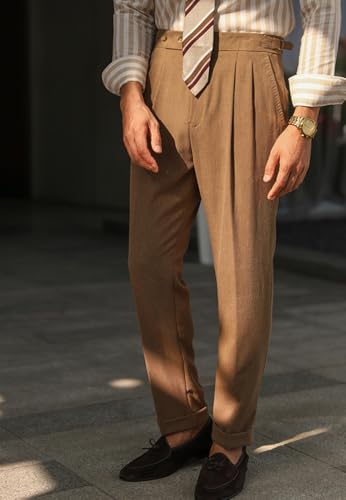 Vintage Men's Linen Casual Pants Relaxed Fit Spring Cotton Trousers with Adjustable Waistband2