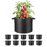Simple Deluxe Grow Bags 5 Gallon 10 Pack Planter Pots with Handles, Thickened Nonwoven Fabric Aeration Cloth Bag, Heavy Duty Gardening for Tomoato, Potato, Vegetable, Herbs and Flowers, Black