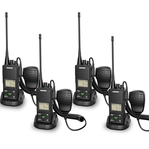 Image of SAMCOM FPCN10A Walkie Talkies Long Range with Speaker Mic, 2-Way Radios with Shoulder Hand Mic, 3000mAh, Group Call, UHF Two-Way Radio for School Church Security Construction Sports Events (4-Pack)
