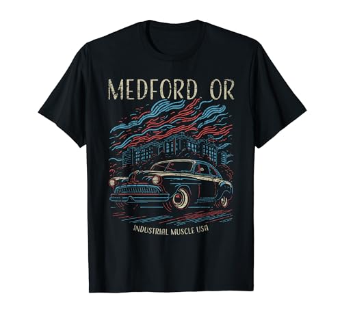 Automóvil clásico de Medford, Oregón, EE. UU., diseño de músculo industrial Camiseta