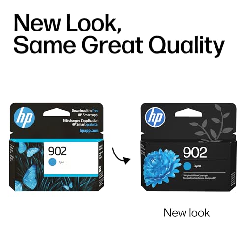 Image of HP 902 Cyan Ink Cartridge | Works with OfficeJet 6950, 6960, Pro 6960, 6970 Series | T6L86AN