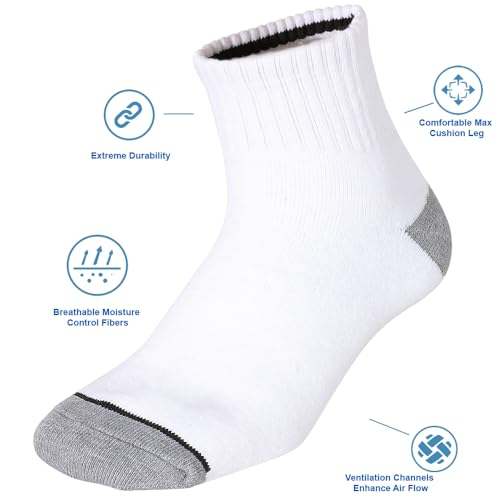 Men’s 10Pack Athletic Socks,Comfy Cotton Full Cushion Casual Ankle Socks2