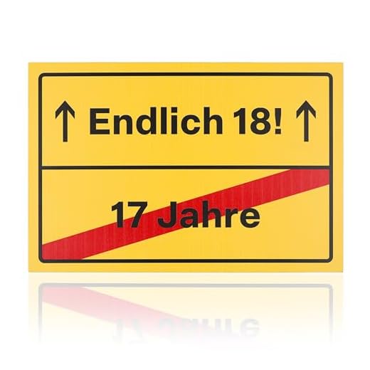 FunX Endlich 18 Geburtstag Schild - Witziges Ortsschild als Geschenkidee, Party Deko und Partydekoration für Jungen und Mädchen - 30 x 20 cm
