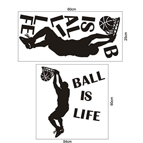 Adesivo de parede de basquete IMIKEYA em PVC Letra Ball is Life Wall Sticker Poster Tema de Basquete