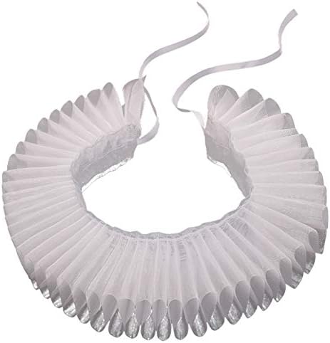 GRACEART Elizabethan Dickens Ruff Neck Clown Collar Elizabeth Wrist Ruffs Ruffle Cuff Arm Bands