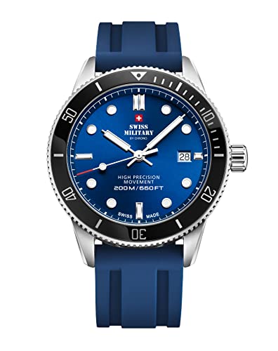 Swiss Military By Chrono Orologio Da Uomo Movimento Cronografo Al Quarzo Con Cinturino In Silicone Orologio Analogico Da Uomo Argento Sm34088.08