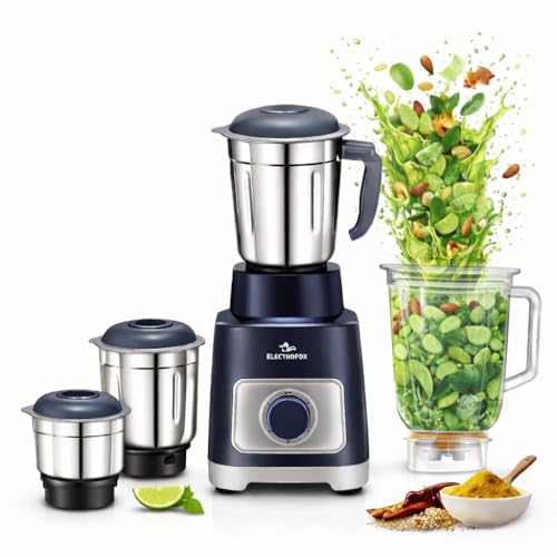 Electrofox AeroMix With Grind X Technology 750 W Juicer Mixer Grinder (Aero Mix | 4 Jars | Blue, Grey) 4 Year Warranty